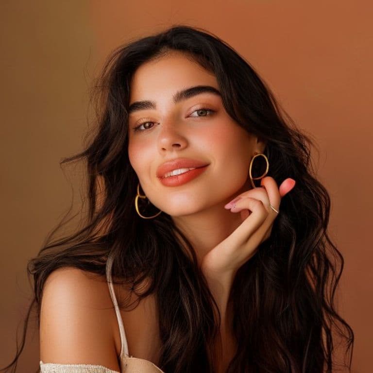 Foto dimostrativa di una beauty creator con orecchini dorati